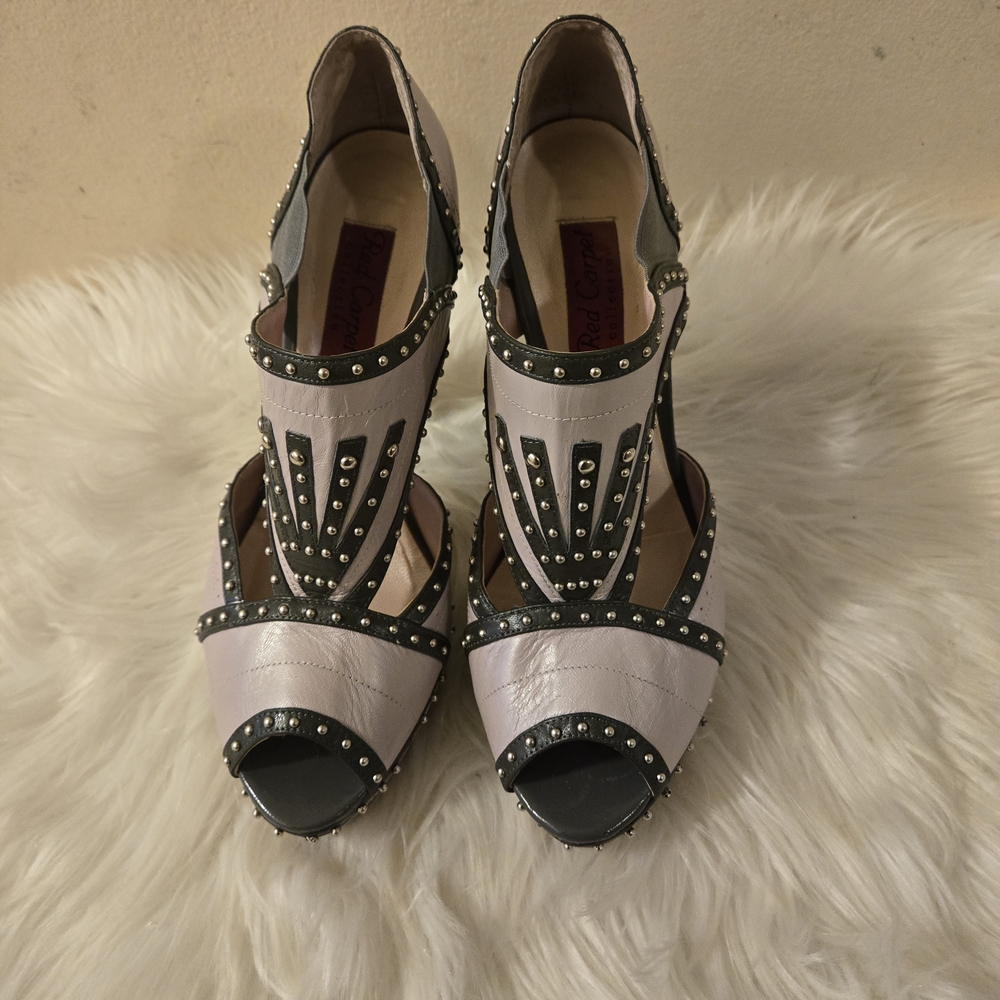 Red Carpet Collections Pink Studded Heels Open-Toe Shoes Size 39-US 8.5